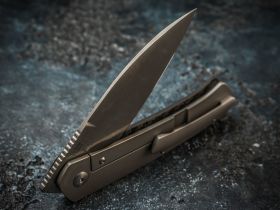 Складной нож Artisan Centauri, сталь дамаск, рукоять черный карбон/титан