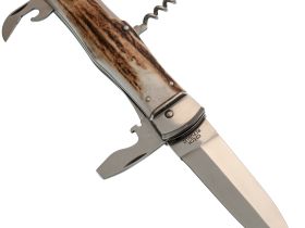 Автоматический многопредметный нож Mikov Predator, сталь 420, рукоять рог оленя