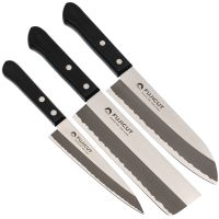 Набор из 3-х кухонных ножей Tojiro Fuji Cutlery TJ-GIFTSET-B, сталь Mo-V, рукоять дерево, черный