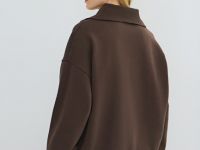 Толстовка с воротником-стойкой на молнии, Коричневый