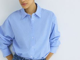 Рубашка в клетку виши, Голубой