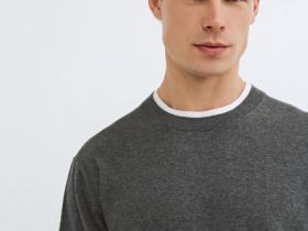 Джемпер с имитацией футболки, Серый