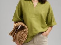 Свободная блузка изо льна и вискозы