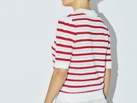 Поло из структурной ткани в полоску, Красный