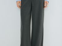 Прямые брюки с эластичным поясом, Серый
