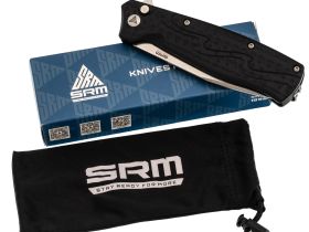 Складной нож SRM 221X-GB satin сталь 14C28N, рукоять Black G10/CF