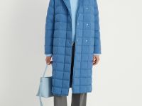 Пуховое стеганое пальто с поясом