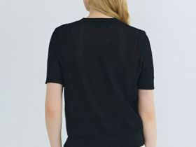 Ажурный джемпер с коротким рукавом, Черный