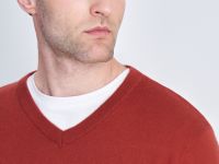 Джемпер из шерсти и хлопка с v-образной горловиной