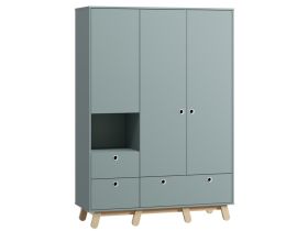 Распашной шкаф Анджи 3-138x195 Серо-зеленый