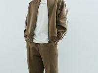 Бомбер на молнии с контрастными деталями, Бежевый