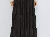 Юбка макси из шифона, Черный