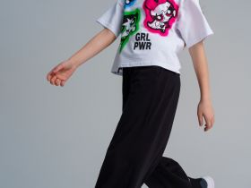 Комплект трикотажный для девочек: фуфайка (футболка), брюки