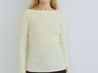 Лонгслив с вырезом лодочкой, Желтый