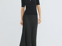 Юбка макси из сатина, Черный