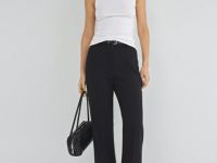 Расклёшенные брюки с ремнём, Черный