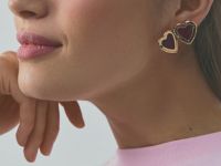 Серьги-локеты в форме сердца, 2 пары, Золотой