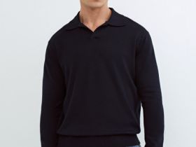 Поло с длинным рукавом, Синий