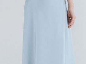 Атласная юбка миди А-силуэта, Голубой