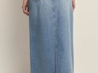 Джинсовая юбка макси с разрезом