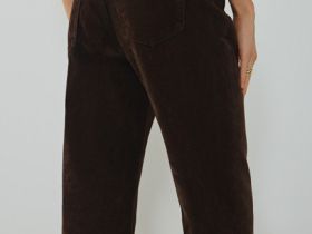 Прямые джинсы с велюровым покрытием, Коричневый