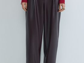 Брюки О-силуэта из искусственной кожи, Фиолетовый