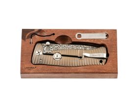 Нож складной LionSteel SR1DI G, сталь дамаск, рукоять титан