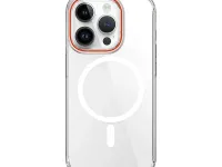 Чехол-накладка Wiwu Magsafe (ZYS-013) для Apple iPhone 15 Plus пластиковый (прозрачный/орнжевая рамка)