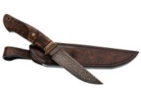 Авторский нож Лёд, сталь мозаичный дамаск, подарочная шкатулка