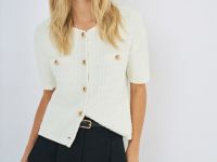 Кардиган с коротким рукавом, Белый