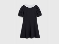 Платье с контрастным воротником для девочек, Черный