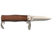 Автоматический многопредметный нож Mikov Predator, сталь 420, рукоять палисандр, черный кожаный чехол