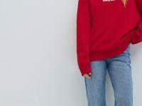 Свитшот оверсайз с принтом, Красный