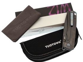 Складной нож TuoTown Themis DLC, сталь T14N, рукоять Black Crystal Ti