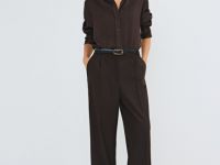 Блузка из жатого сатина, Коричневый