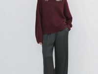 Свитер из мягкой пряжи с шерстью, Фиолетовый