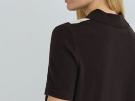 Джемпер поло с ромбами, Коричневый