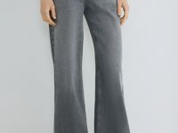 Широкие джинсы с высокой посадкой, Серый