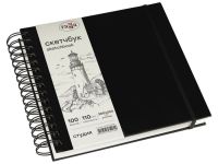 Скетчбук на спирали Гамма "Студия" 20х20 см 100 л 110 г, черный, твердая обложка, на резинке, слон