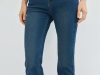 Расклёшенные утеплённые джинсы, Синий