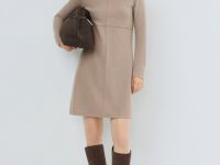 Платье А-силуэта с длинным рукавом, Коричневый