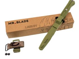 Тактический нож Mr.Blade Leshiy serrated stonewash, сталь AUS-8, рукоять OD Green Elastron