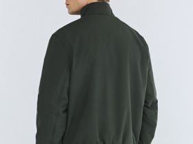 Утеплённая куртка с воротником-стойкой, Зеленый