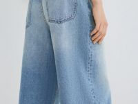 Джинсовые шорты-бермуды с высокой посадкой, Голубой