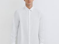 Рубашка из структурной ткани, Белый