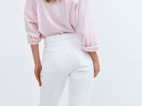 Рубашка из смесового льна в полоску, Розовый