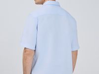 Рубашка из структурной ткани, Голубой
