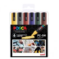 Набор маркеров POSCA PC-5M "Насыщенные цвета" 6 шт, в пластиковой упаковке