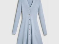 Вязаное платье мини, Голубой