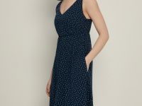 Сарафан миди приталенного силуэта с принтом в горошек